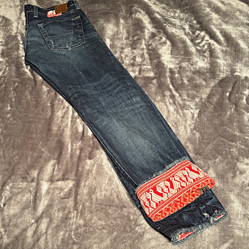 Lucky Brand Blue and Orange Ankle Cropped Jeans